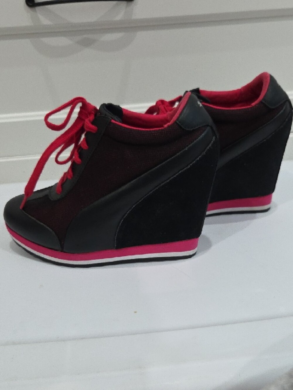 Puma Black and Hot Pink Wedge Sneaker - Picture 3 of 8
